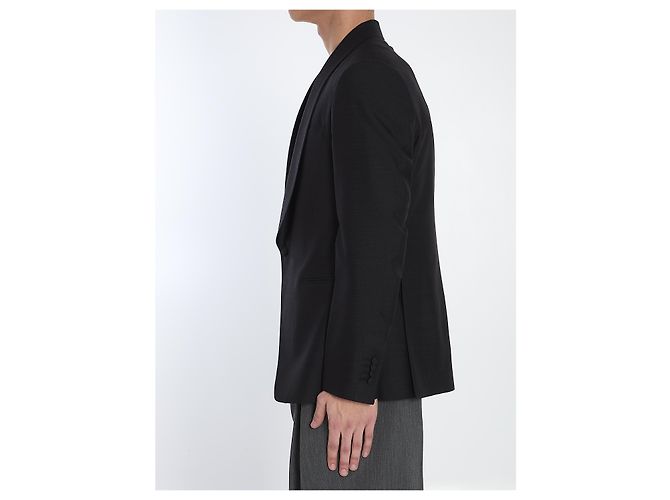 Lardini Casaco de seda de peito único Preto - vista 3