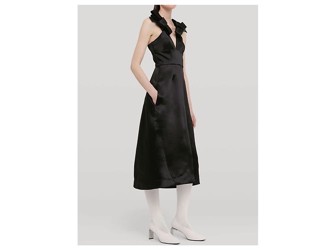 Abito Jil Sander in raso nero senza maniche - vista 2