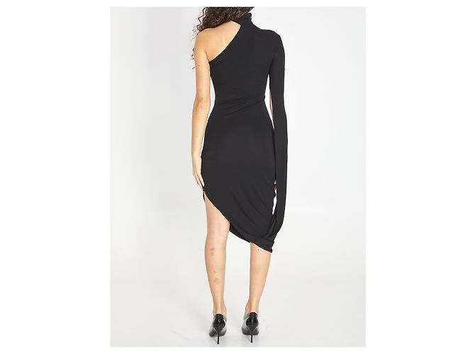 Alexander Wang Vestido midi drapeado preto - vista 4