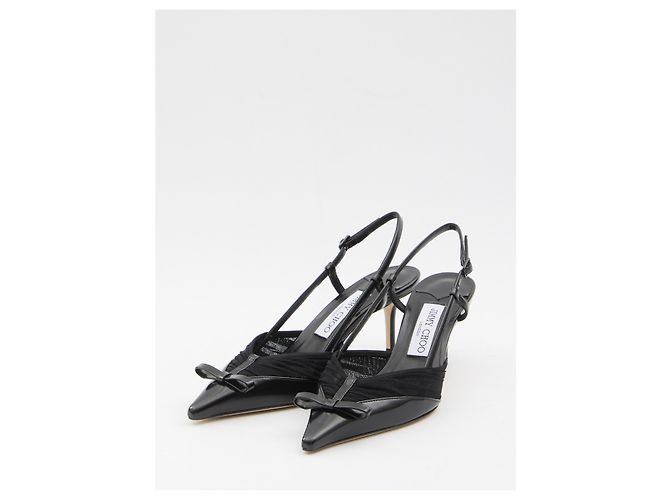 Jimmy Choo Décolleté slingback Afia Mesh Nero - vista 2