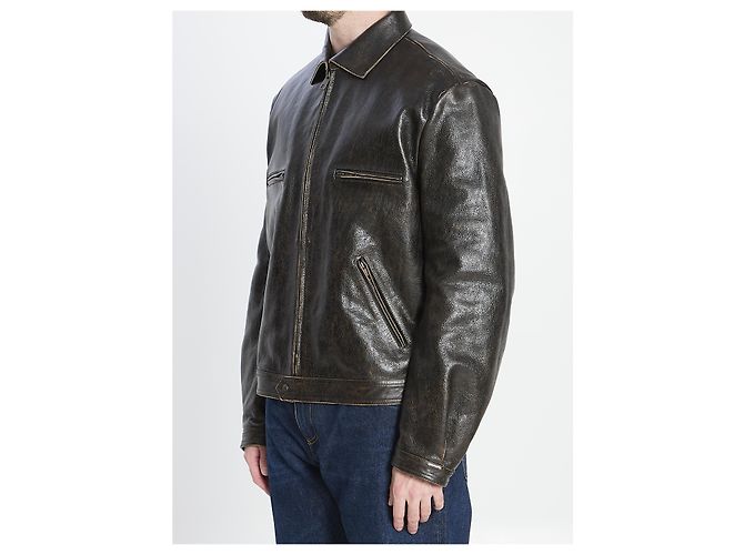Dolce & Gabbana Lederjacke in Used-Optik Schwarz - Ansicht 2