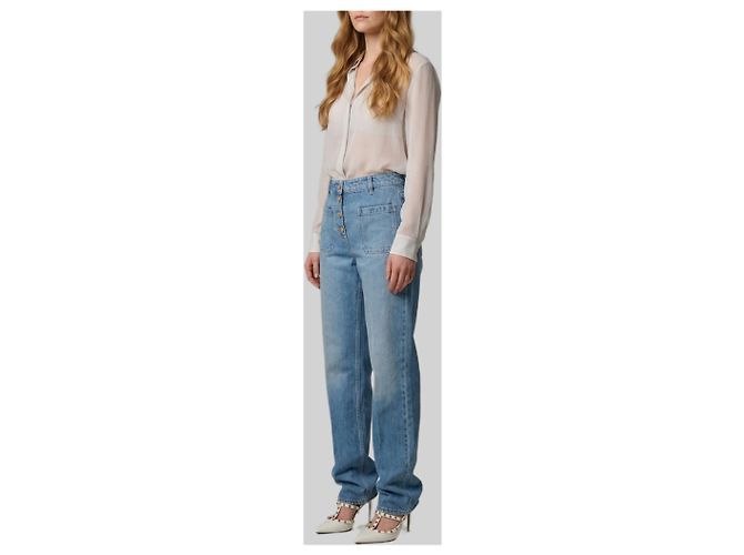 Vaqueros acampanados de denim de algodón azul Valentino Garavani - vista 3