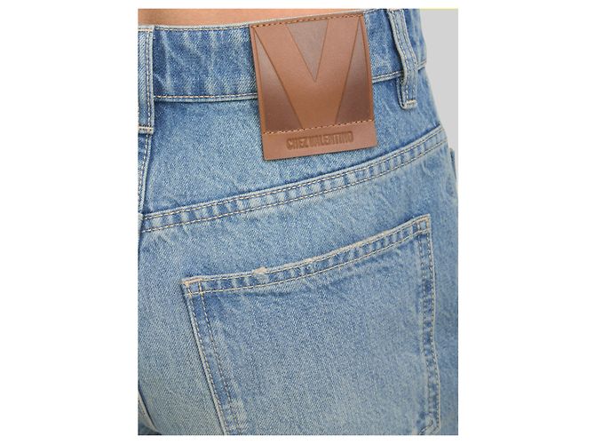 Vaqueros acampanados de denim de algodón azul Valentino Garavani - vista 4
