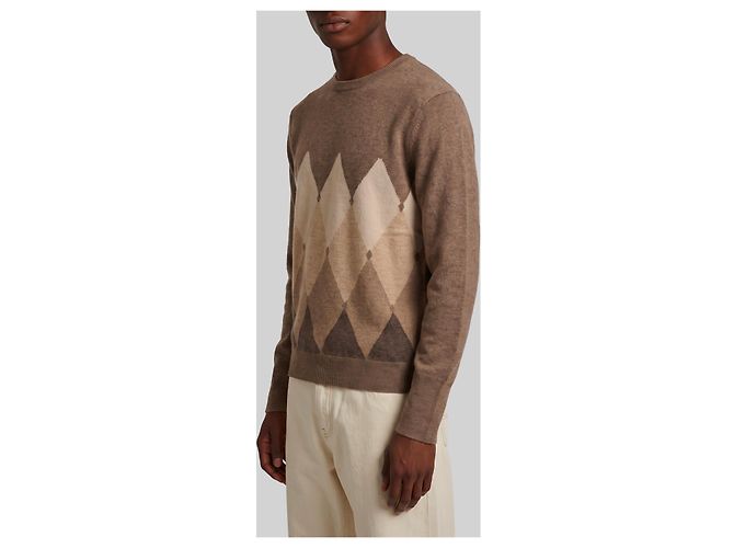 Ballantyne Camisola Diamond gola redonda em cashmere Marrom - vista 2