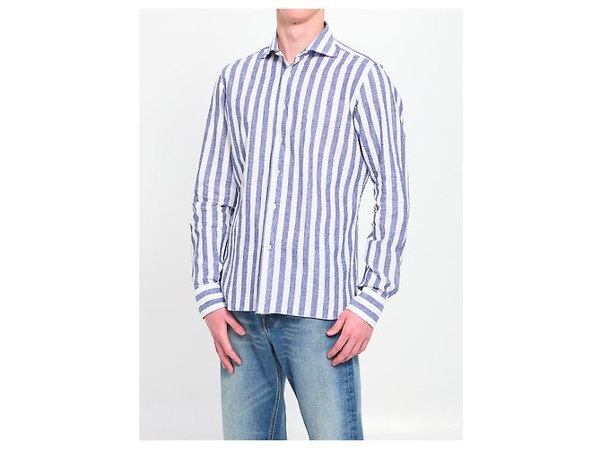 Borriello Camicia a righe Marechiaro Bianco - vista 2