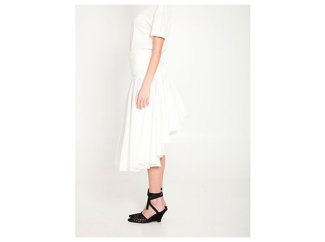 Jacquemus Saia midi drapeada com godet Branco - vista 3