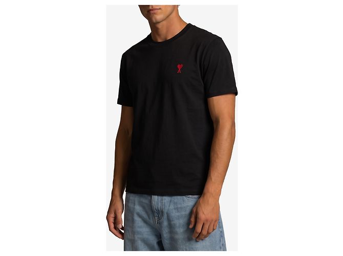 T-shirt Ami Paris Ami de Coeur Nera in Cotone Nero - vista 2