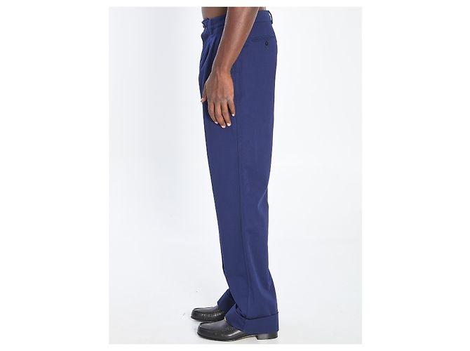 Valentino Garavani Pantaloni in gabardine di cotone Blu - vista 3