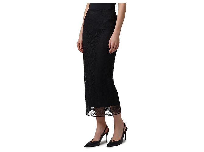 Dolce & Gabbana Falda midi de encaje negra Negro - vista 2