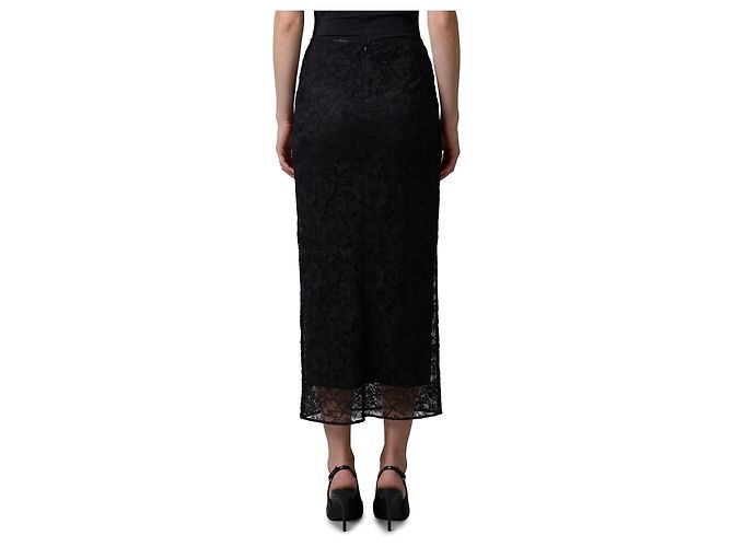 Dolce & Gabbana Falda midi de encaje negra Negro - vista 3