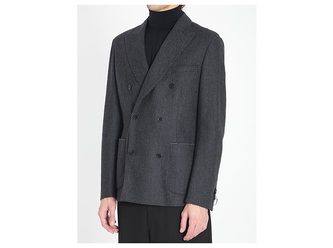 Veste croisée Tonello en mélange de laine grise - vue 2