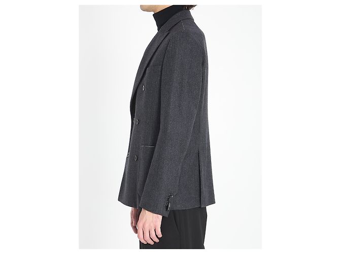 Veste croisée Tonello en mélange de laine grise - vue 3