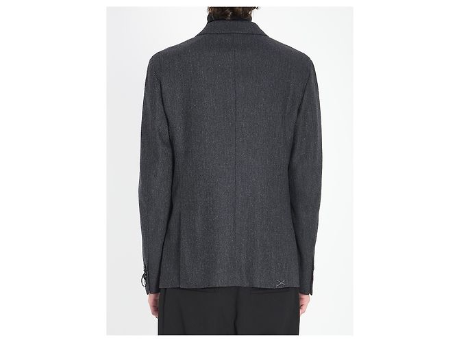 Veste croisée Tonello en mélange de laine grise - vue 4