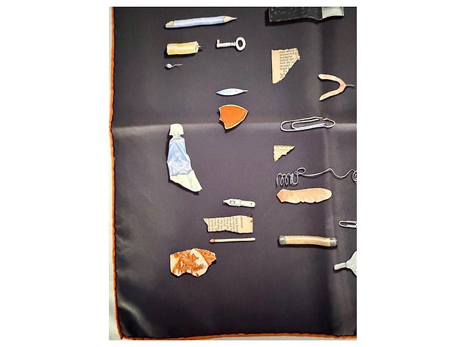 Plume Hermès Lenço de seda "In The Pocket" 90cm Cinza antracite - vista 2