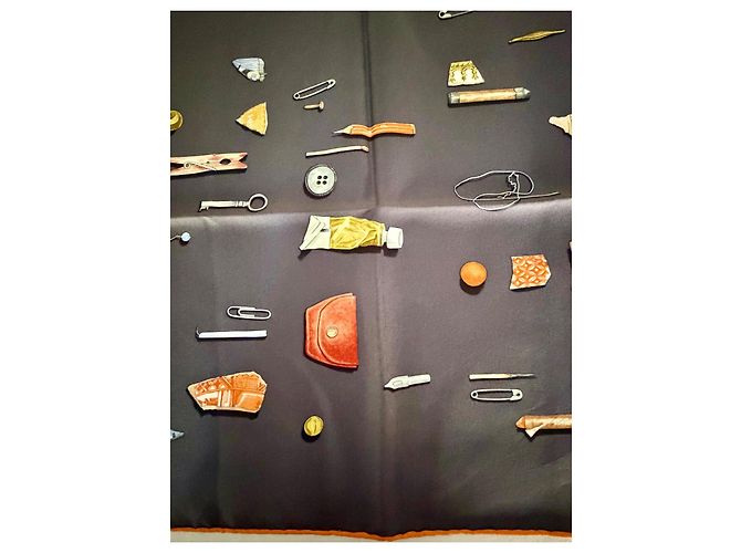Plume Hermès Lenço de seda "In The Pocket" 90cm Cinza antracite - vista 3