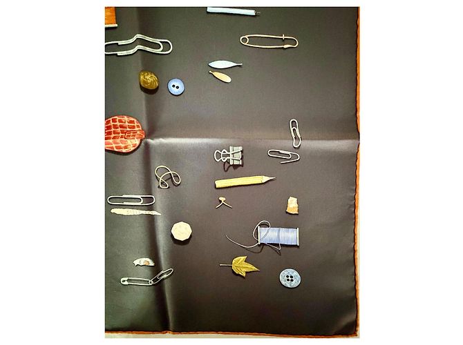 Plume Hermès Lenço de seda "In The Pocket" 90cm Cinza antracite - vista 4