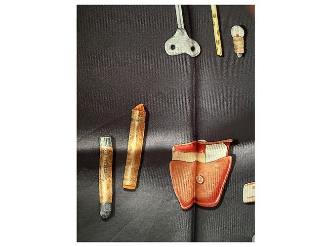Plume Hermès Lenço de seda "In The Pocket" 90cm Cinza antracite - vista 8