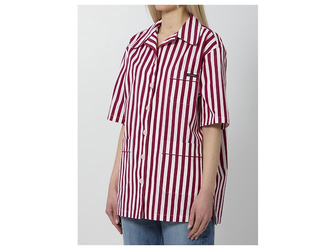 Camisa Dolce & Gabbana de popelín de algodón y seda a rayas Burdeos - vista 2