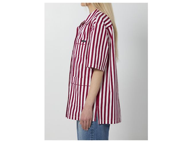 Camisa Dolce & Gabbana de popelín de algodón y seda a rayas Burdeos - vista 3