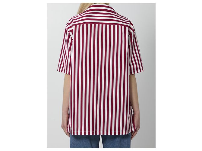 Camisa Dolce & Gabbana de popelín de algodón y seda a rayas Burdeos - vista 4