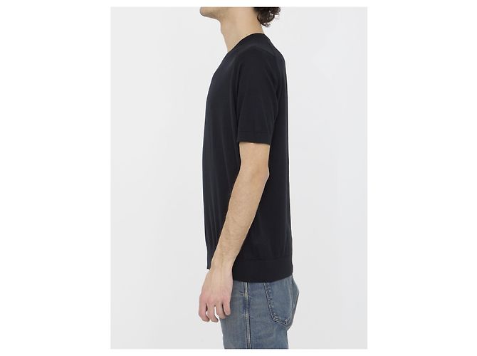 T-shirt John Smedley Kempton nera in cotone Nero - vista 3