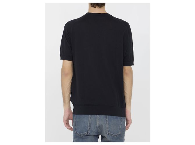 T-shirt John Smedley Kempton nera in cotone Nero - vista 4