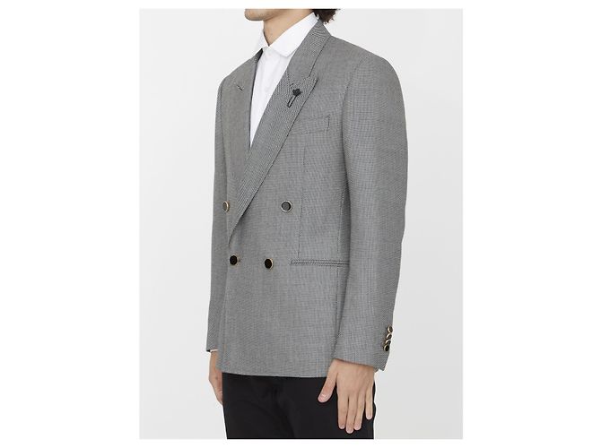 Lardini Double-breasted wool jacket Grey - view 2