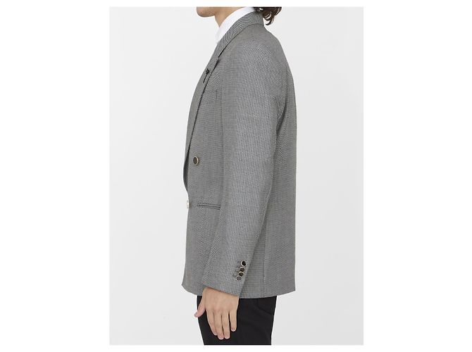 Lardini Double-breasted wool jacket Grey - view 3