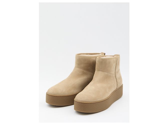 Hogan Shearling ankle boots Beige - view 2