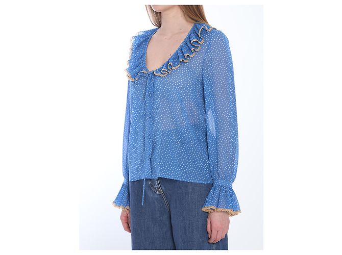 Valentino Garavani Blusa de bolinhas Azul claro - vista 2