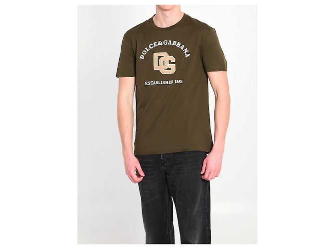 T-shirt Dolce & Gabbana in cotone verde - vista 2