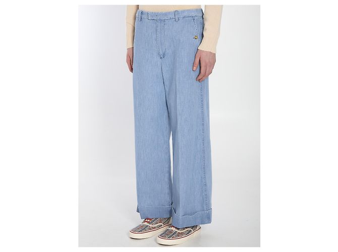 Valentino Garavani Oversized Baumwollhose Hellblau - Ansicht 2
