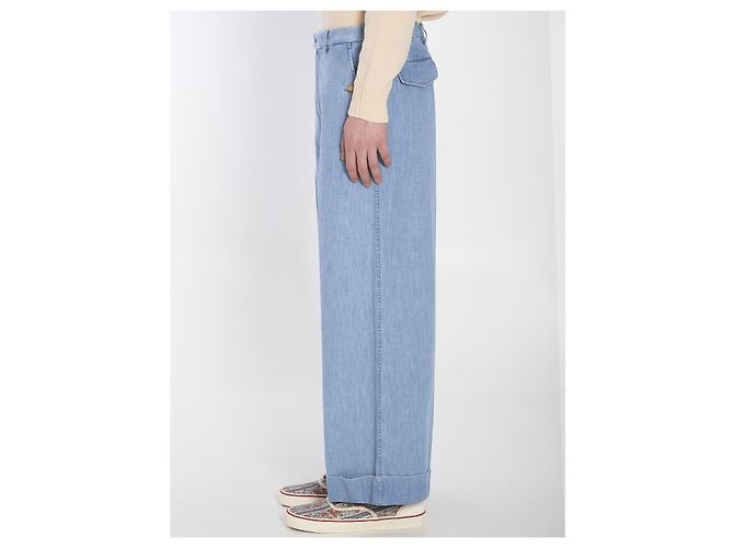 Valentino Garavani Oversized Baumwollhose Hellblau - Ansicht 3