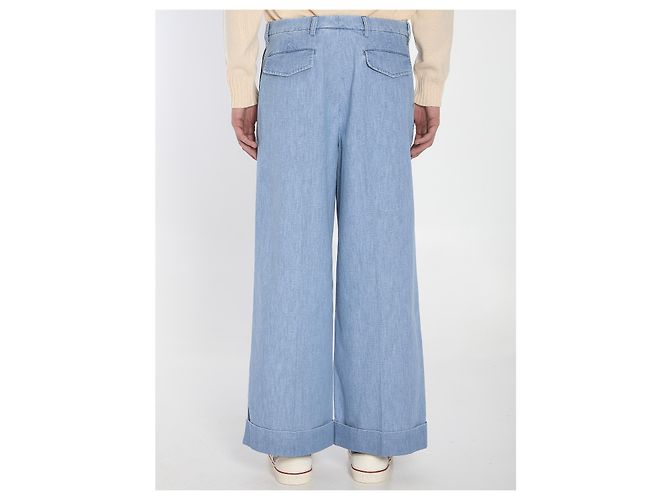 Valentino Garavani Oversized Baumwollhose Hellblau - Ansicht 4