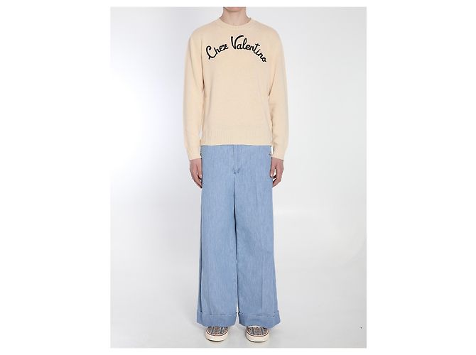 Valentino Garavani Oversized Baumwollhose Hellblau - Ansicht 5