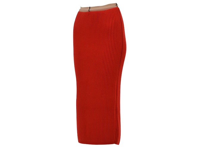 Calvin Klein Midi-Rock aus Rippstrick Rot - Ansicht 2