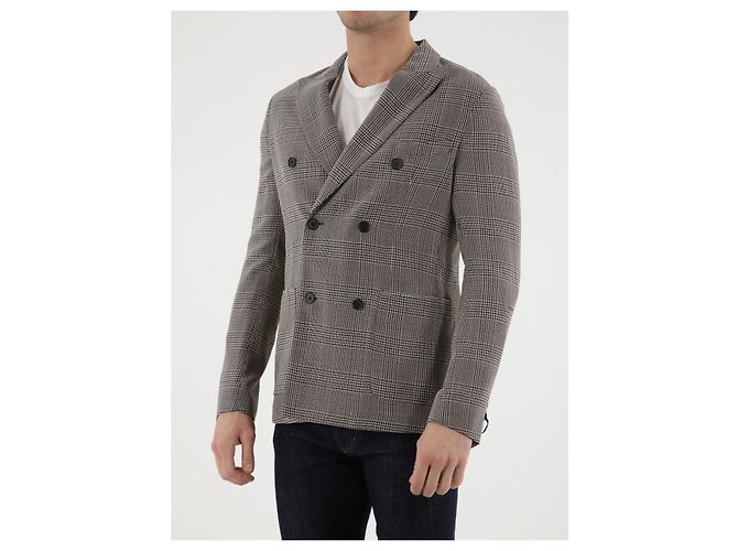 Tonello Double-breasted Glen plaid jacket Beige - view 2