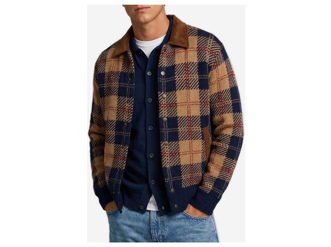 Guest in Residence Bomber combo tartan Camel Marrone - vista 2