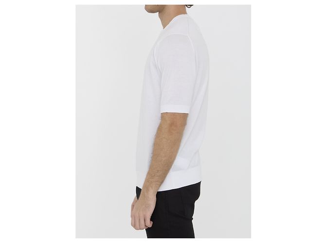 T-shirt John Smedley Kempton bianca in cotone Bianco - vista 3