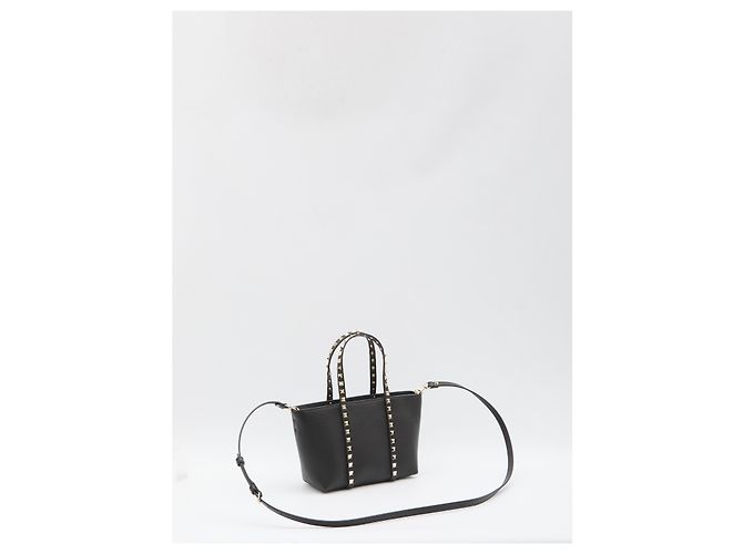 Valentino Garavani mala shopping Rockstud pequena Preto - vista 4
