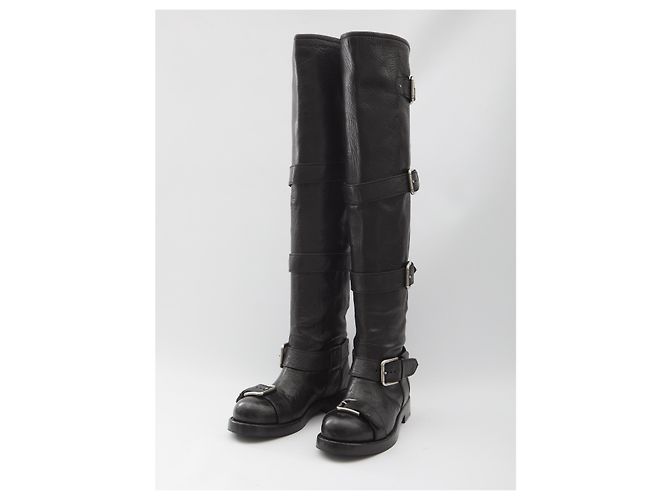 Dolce & Gabbana Tube Overkneestiefel aus schwarzem Rossleder - Ansicht 2