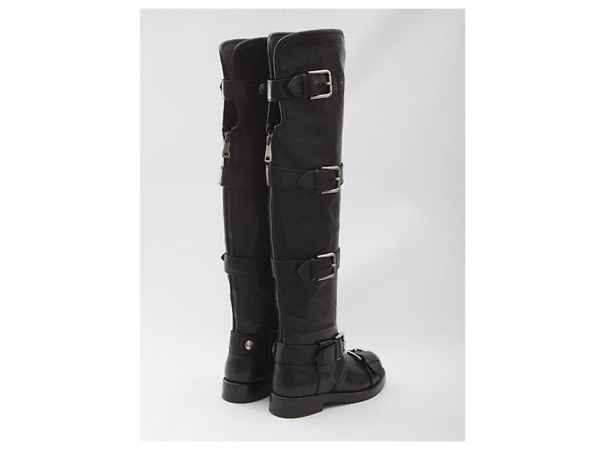 Dolce & Gabbana Tube Overkneestiefel aus schwarzem Rossleder - Ansicht 3