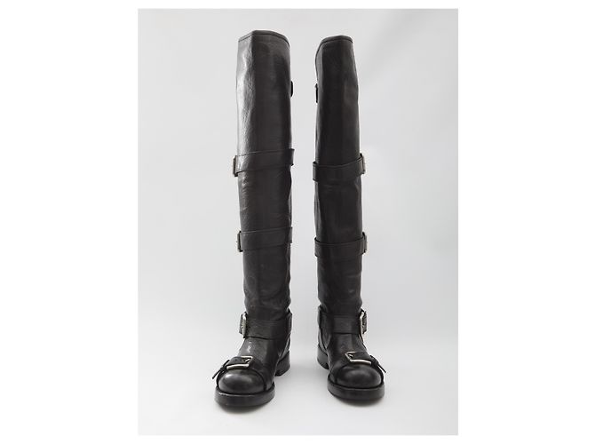 Dolce & Gabbana Tube Overkneestiefel aus schwarzem Rossleder - Ansicht 5