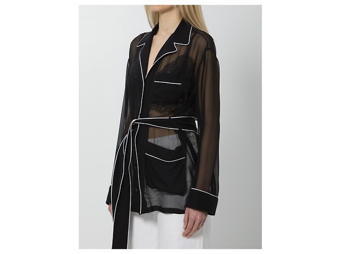 Dolce & Gabbana Camisa Vanity de gasa de seda negra Negro - vista 2