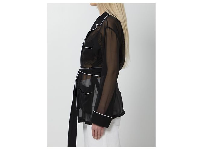 Dolce & Gabbana Camisa Vanity de gasa de seda negra Negro - vista 3