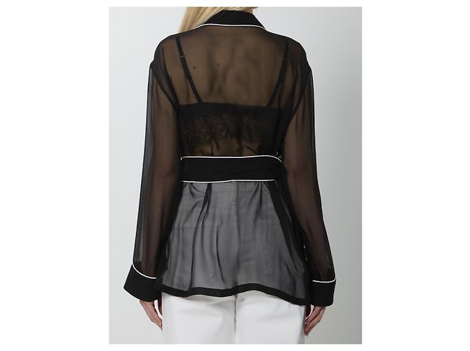 Dolce & Gabbana Camisa Vanity de gasa de seda negra Negro - vista 4