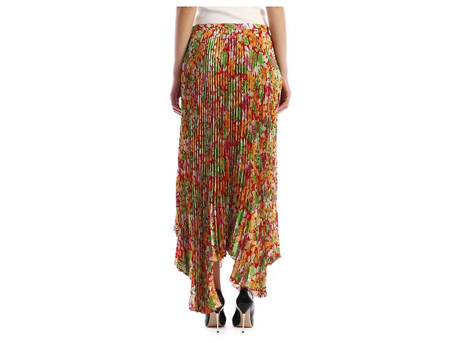 Falda plisada Plan C con estampado floral de viscosa - vista 4
