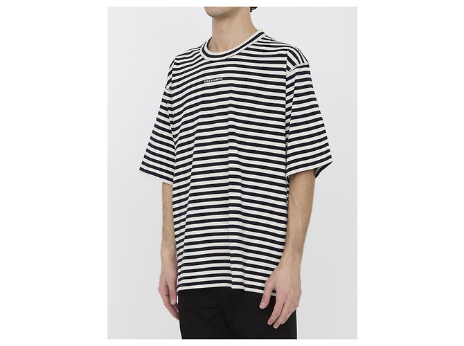 T-shirt a righe in cotone Dolce & Gabbana Blu - vista 2
