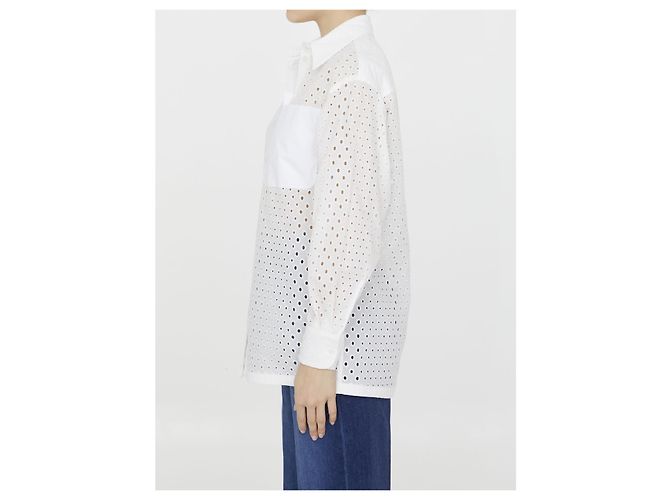 Kenzo Camisa de algodón con broderie anglaise Blanco - vista 3