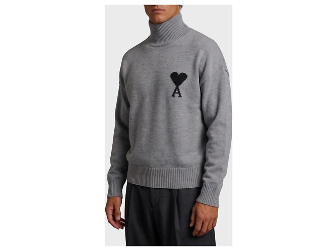 Ami Paris Ami de Coeur Rollkragenpullover Grau - Ansicht 2
